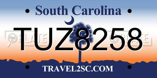 TUZ8258 South Carolina License Plate