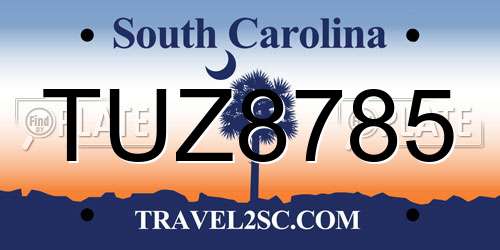 TUZ8785 South Carolina License Plate