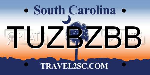 TUZBZBB South Carolina License Plate