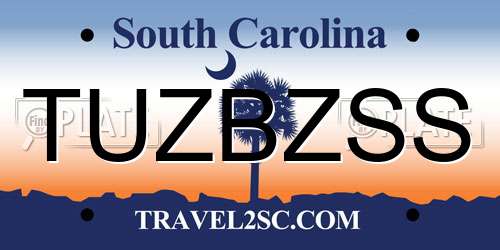 TUZBZSS South Carolina License Plate
