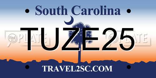 TUZE25 South Carolina License Plate