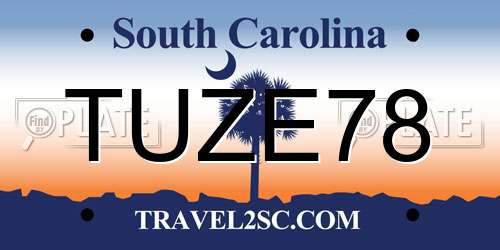 TUZE78 South Carolina License Plate