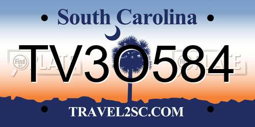 TV3O584 South Carolina License Plate