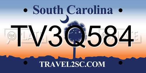 TV3Q584 South Carolina License Plate