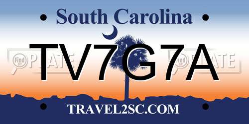 TV7G7A South Carolina License Plate