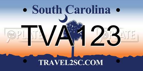 TVA123 South Carolina License Plate