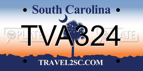 TVA324 South Carolina License Plate