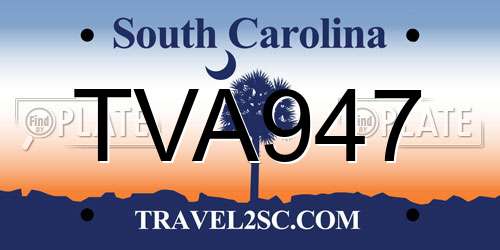 TVA947 South Carolina License Plate