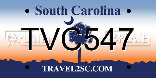 TVC547 South Carolina License Plate