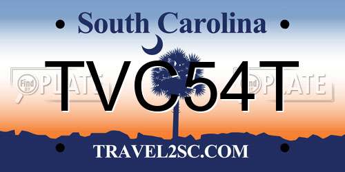 TVC54T South Carolina License Plate