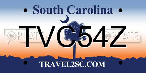 TVC54Z South Carolina License Plate