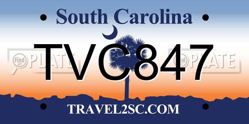 TVC847 South Carolina License Plate