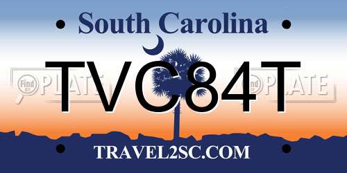 TVC84T South Carolina License Plate