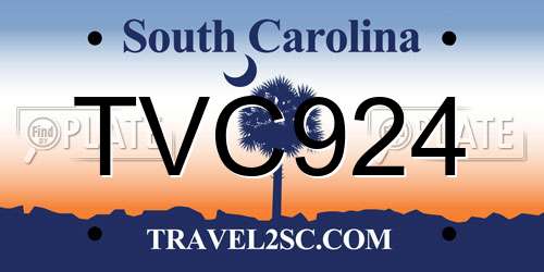 TVC924 South Carolina License Plate