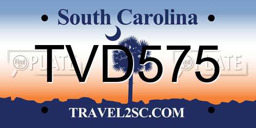 TVD575 South Carolina License Plate