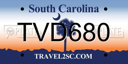 TVD680 South Carolina License Plate