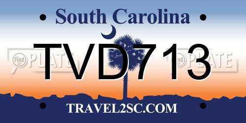 TVD713 South Carolina License Plate