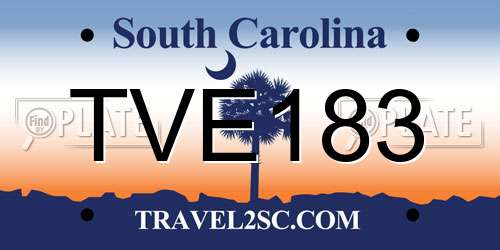 TVE183 South Carolina License Plate