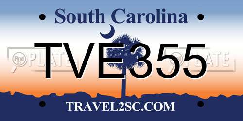 TVE355 South Carolina License Plate