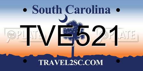 TVE521 South Carolina License Plate