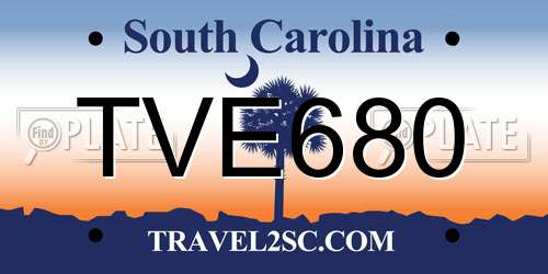 TVE680 South Carolina License Plate