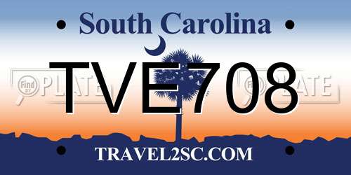 TVE708 South Carolina License Plate