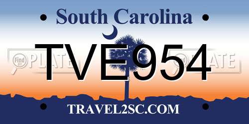 TVE954 South Carolina License Plate