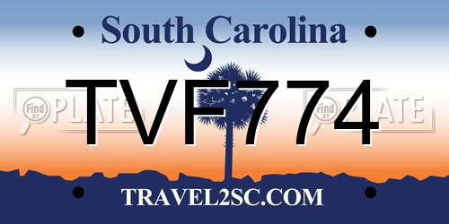 TVF774 South Carolina License Plate