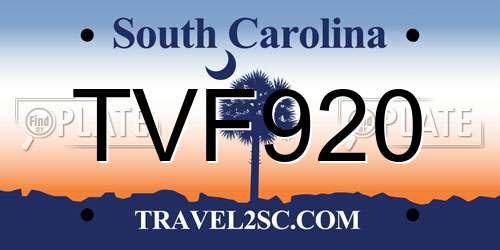 TVF920 South Carolina License Plate