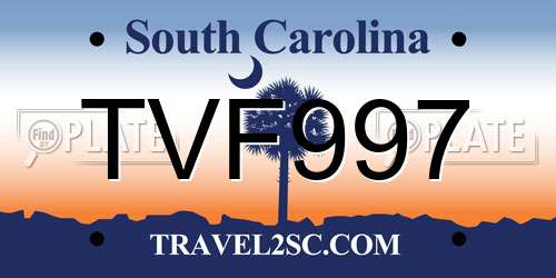 TVF997 South Carolina License Plate