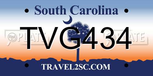 TVG434 South Carolina License Plate