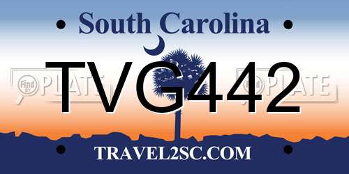 TVG442 South Carolina License Plate