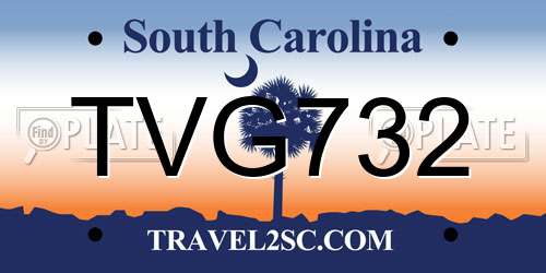TVG732 South Carolina License Plate