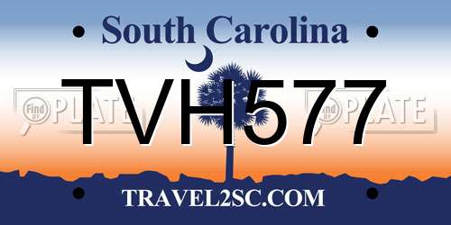 TVH577 South Carolina License Plate