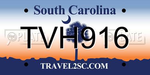 TVH916 South Carolina License Plate