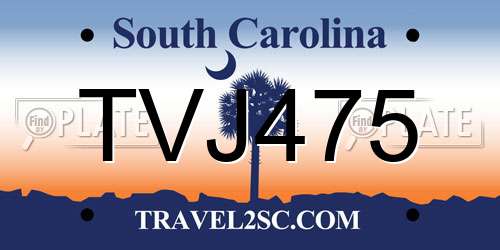 TVJ475 South Carolina License Plate