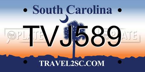 TVJ589 South Carolina License Plate