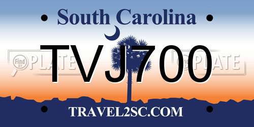 TVJ700 South Carolina License Plate