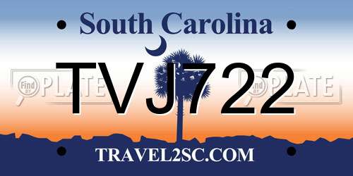 TVJ722 South Carolina License Plate