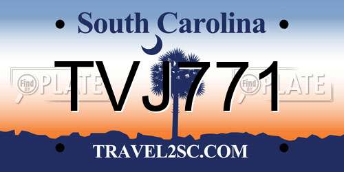 TVJ771 South Carolina License Plate