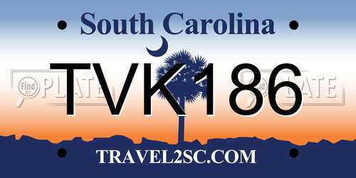 TVK186 South Carolina License Plate