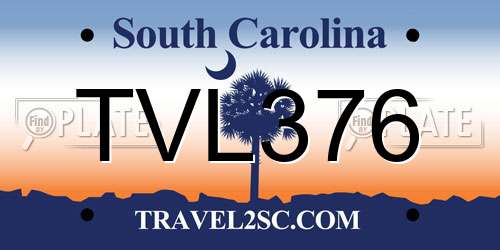 TVL376 South Carolina License Plate