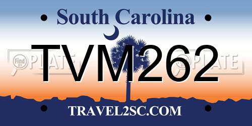 TVM262 South Carolina License Plate
