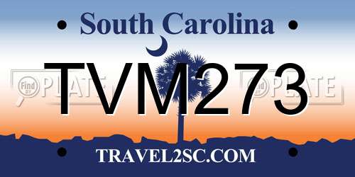 TVM273 South Carolina License Plate