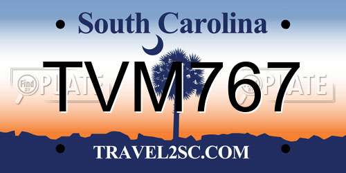 TVM767 South Carolina License Plate