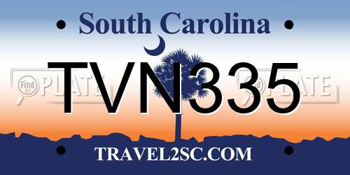 TVN335 South Carolina License Plate