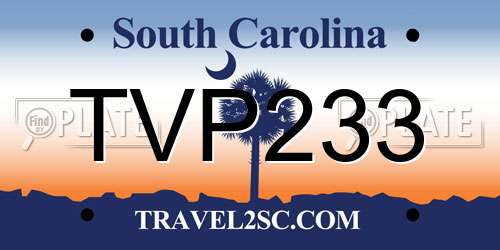 TVP233 South Carolina License Plate