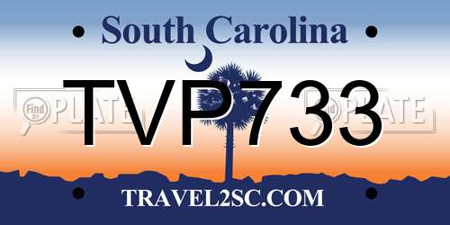 TVP733 South Carolina License Plate