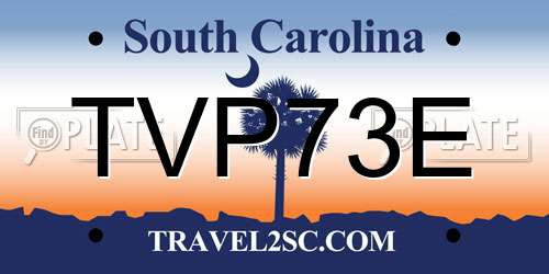 TVP73E South Carolina License Plate