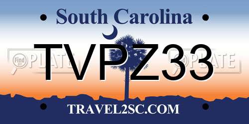 TVPZ33 South Carolina License Plate